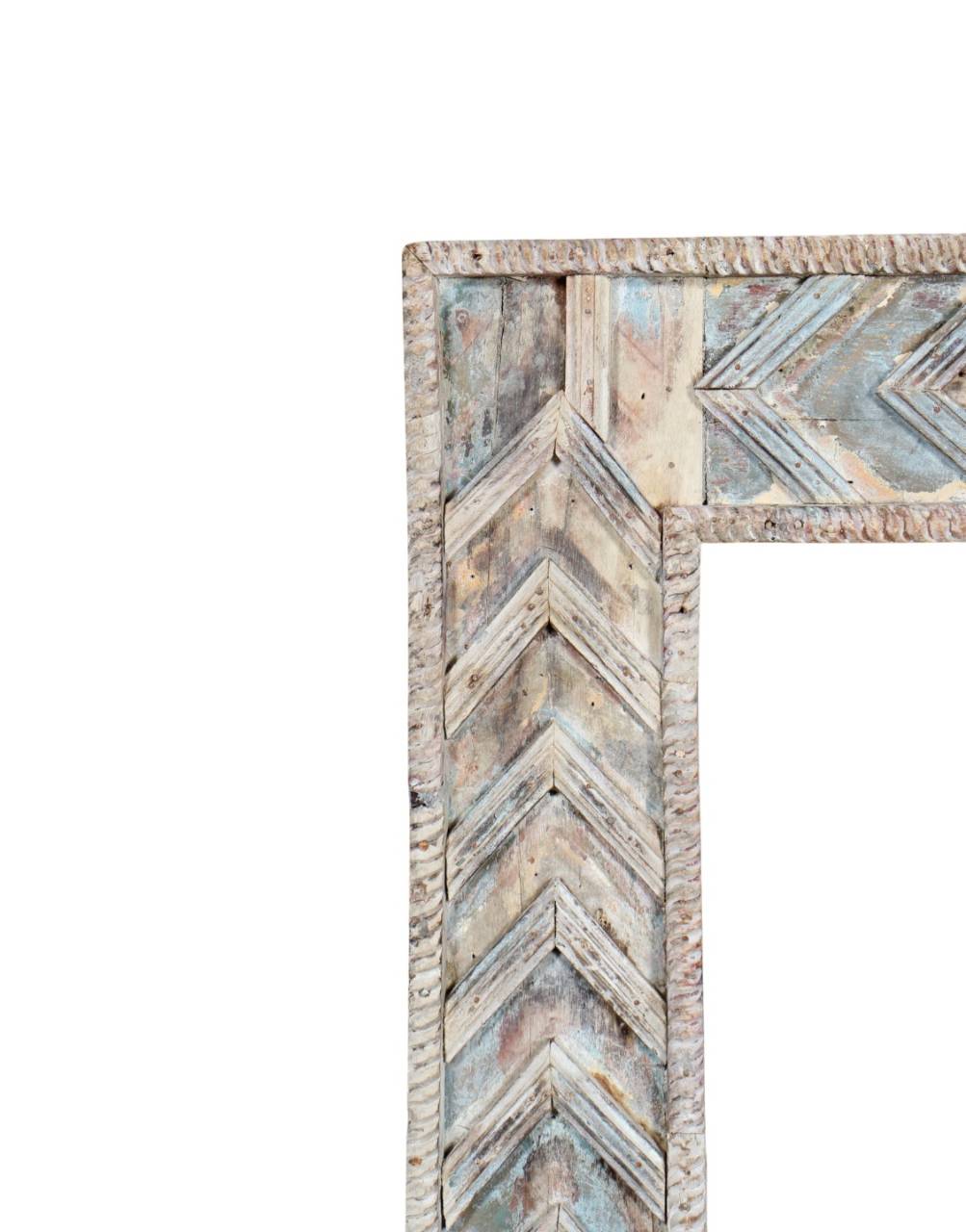 Whitewashed Chevron Carved Wooden Frame