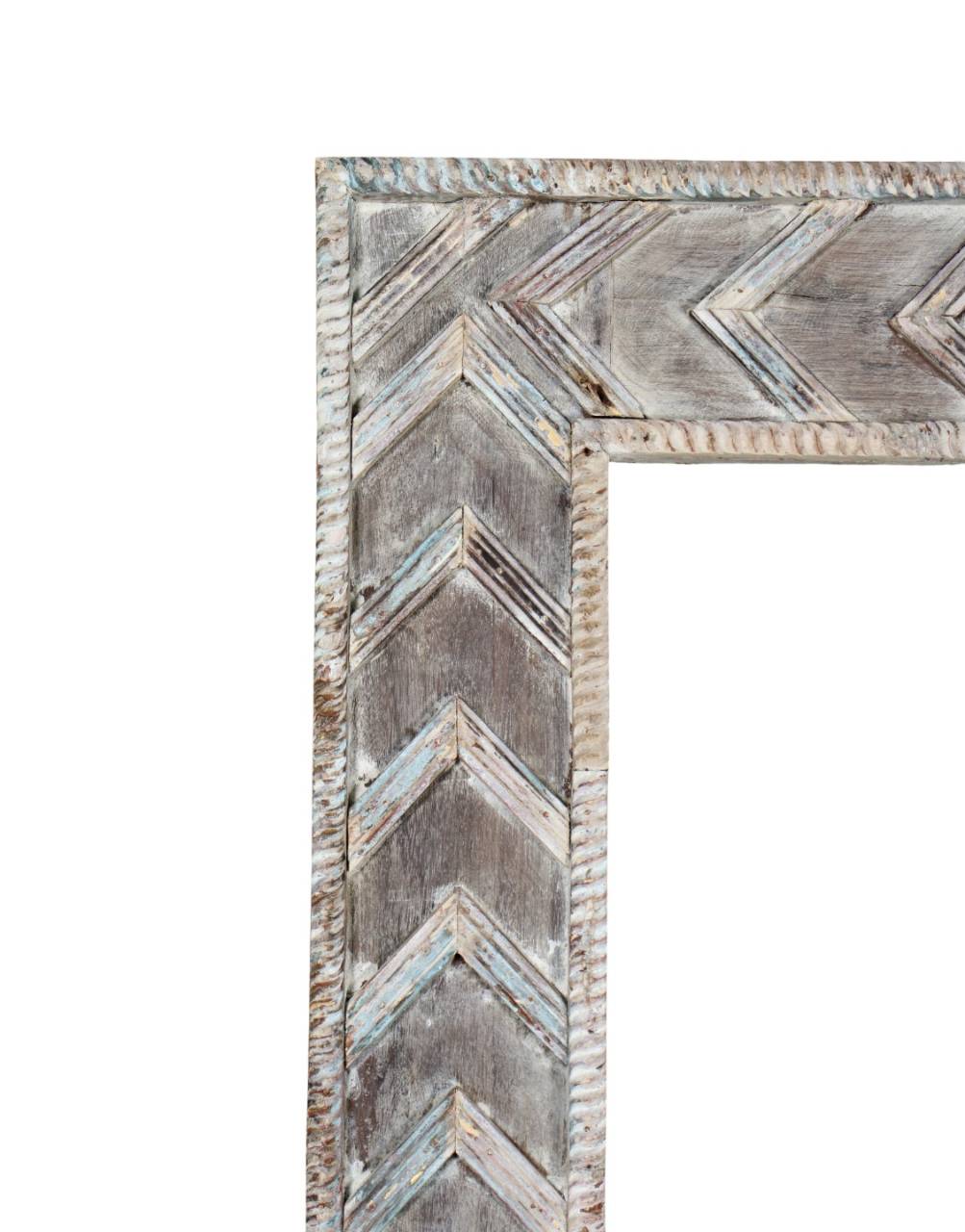 Whitewashed Chevron Carved Wooden Frame