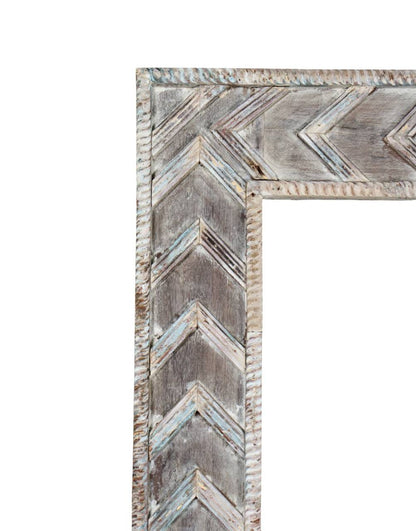 Whitewashed Chevron Carved Wooden Frame