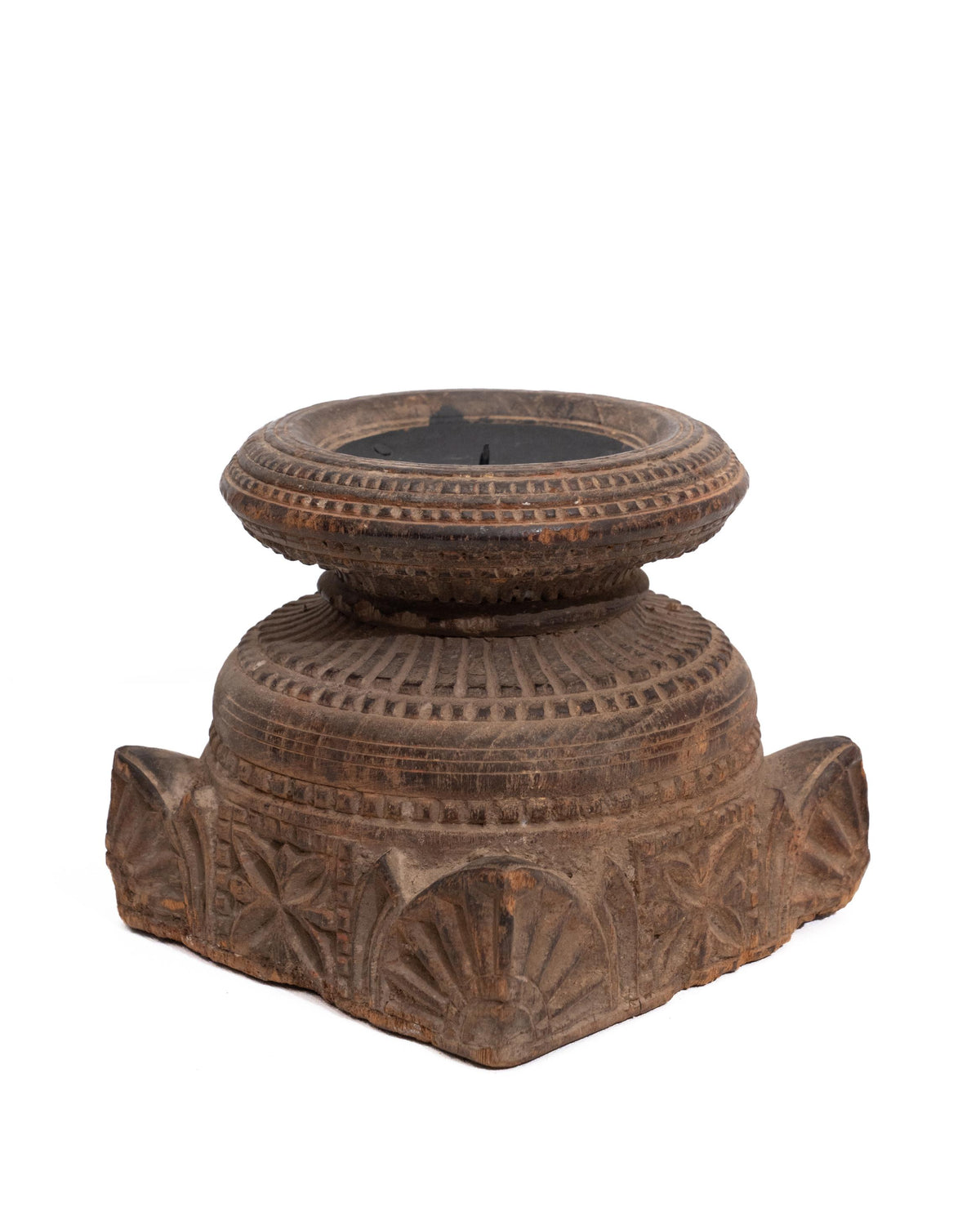 WOODEN SEEDER CANDLE STAND originally old seeder | Kanoochoo
