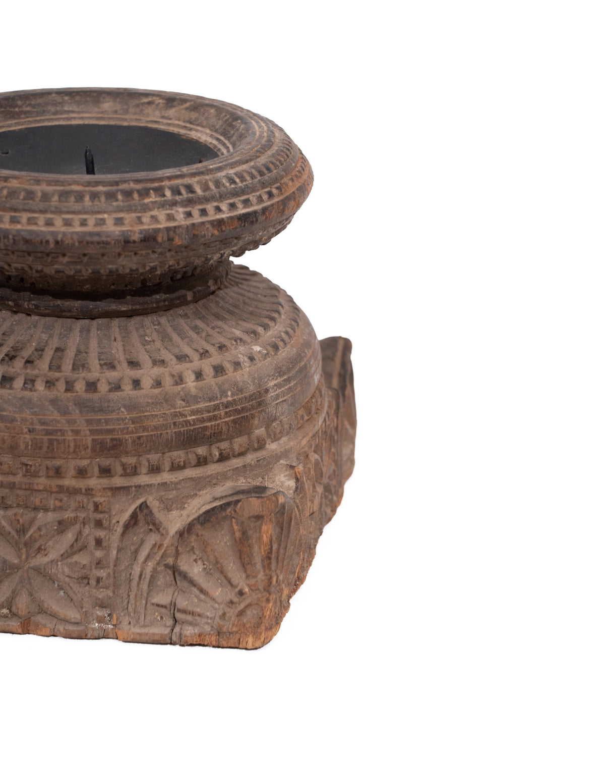 WOODEN SEEDER CANDLE STAND originally old seeder | Kanoochoo