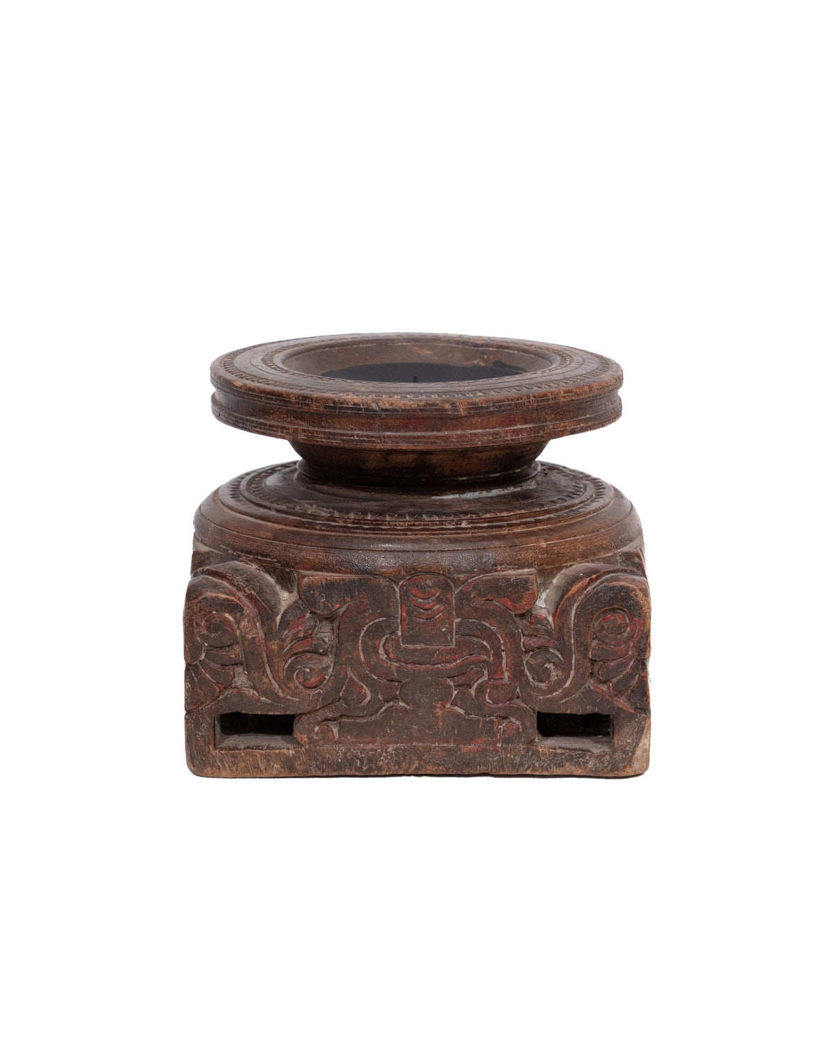 WOODEN SEEDER CANDLE STAND originally old seeder | Kanoochoo