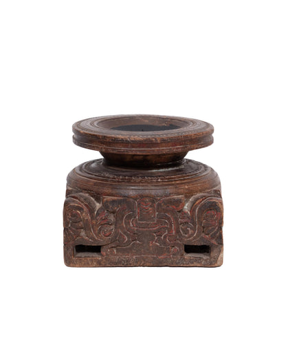 WOODEN SEEDER CANDLE STAND originally old seeder | Kanoochoo