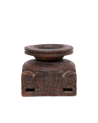 WOODEN SEEDER CANDLE STAND originally old seeder | Kanoochoo