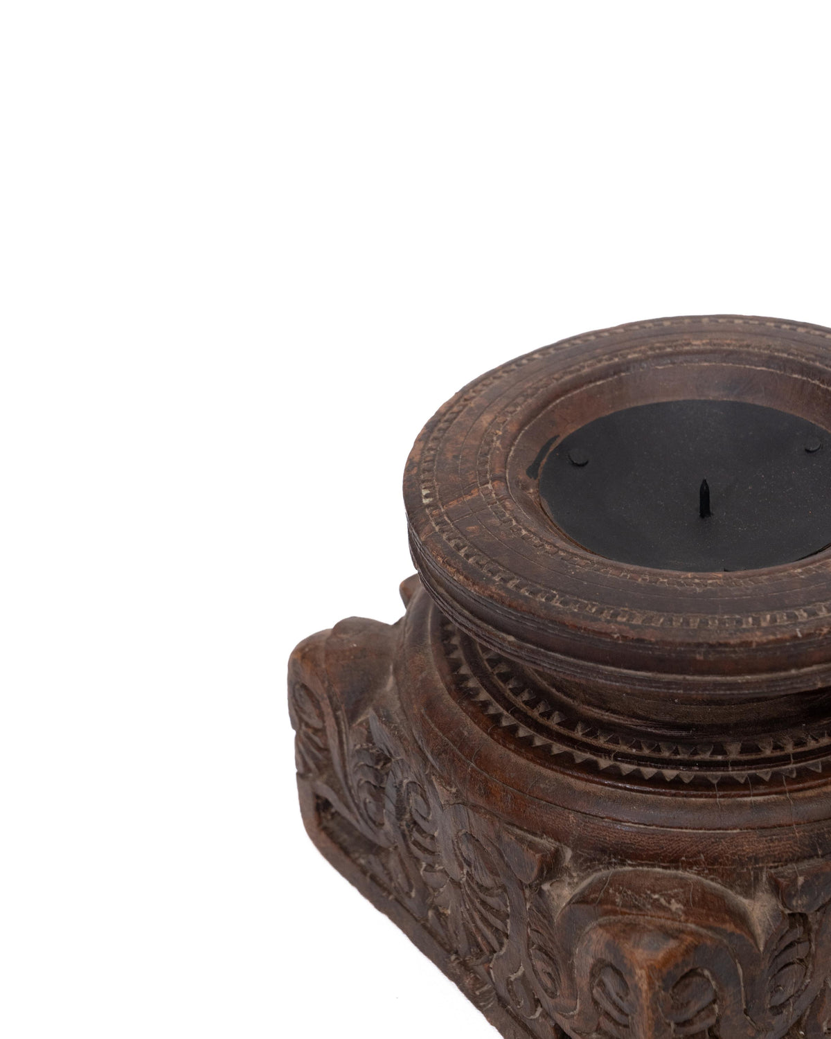 WOODEN SEEDER CANDLE STAND originally old seeder | Kanoochoo