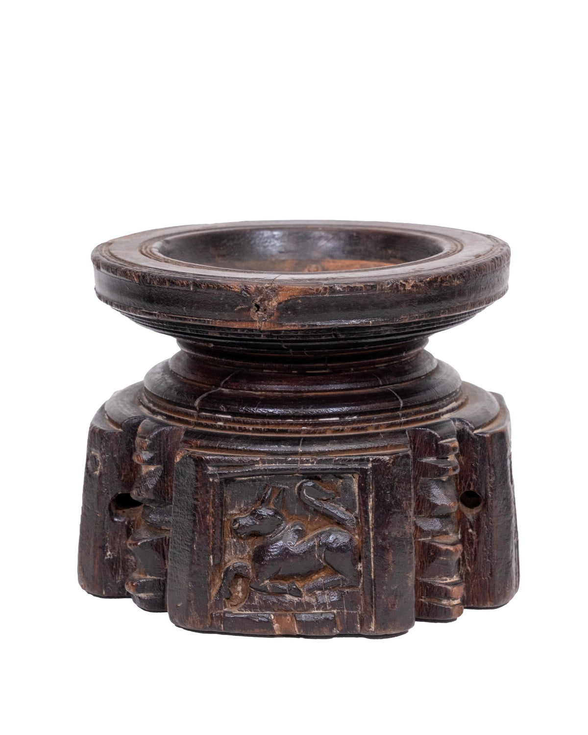 WOODEN SEEDER CANDLE STAND originally old seeder | Kanoochoo