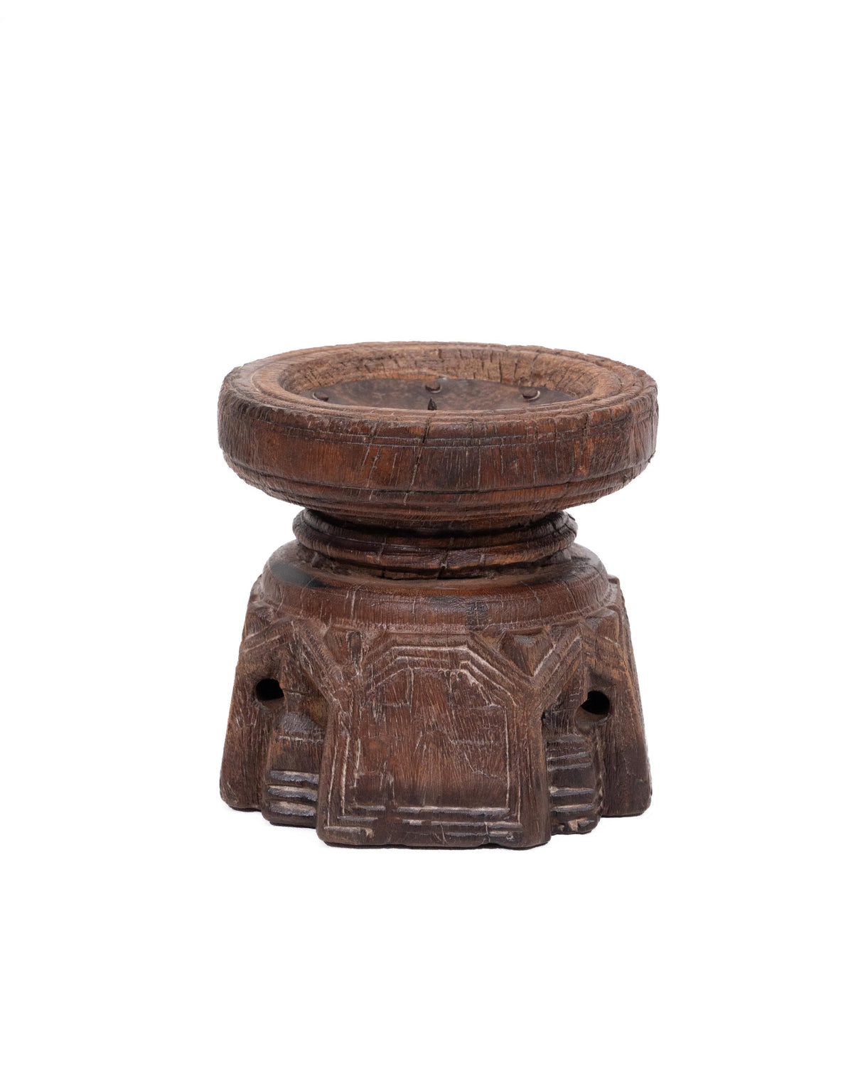 WOODEN SEEDER CANDLE STAND originally old seeder | Kanoochoo