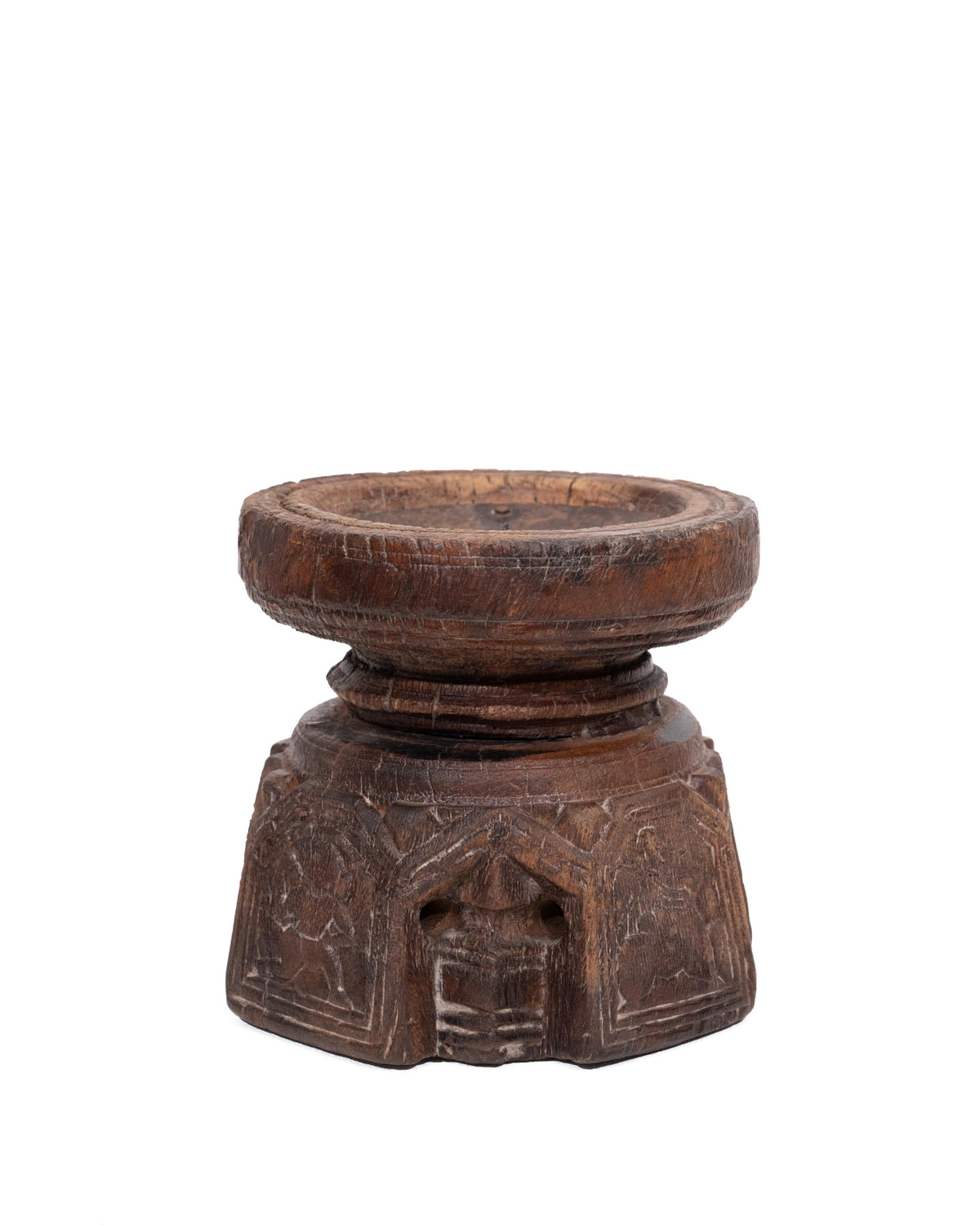 WOODEN SEEDER CANDLE STAND originally old seeder | Kanoochoo