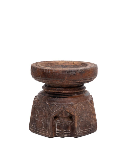 WOODEN SEEDER CANDLE STAND originally old seeder | Kanoochoo