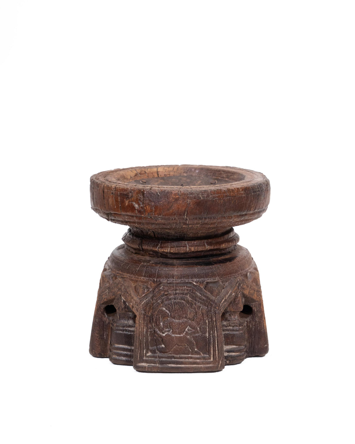 WOODEN SEEDER CANDLE STAND originally old seeder | Kanoochoo