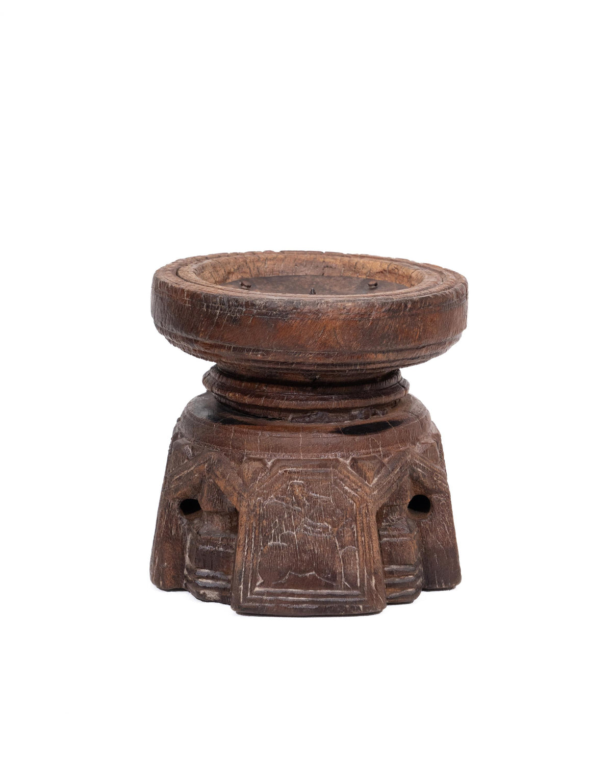 WOODEN SEEDER CANDLE STAND originally old seeder | Kanoochoo