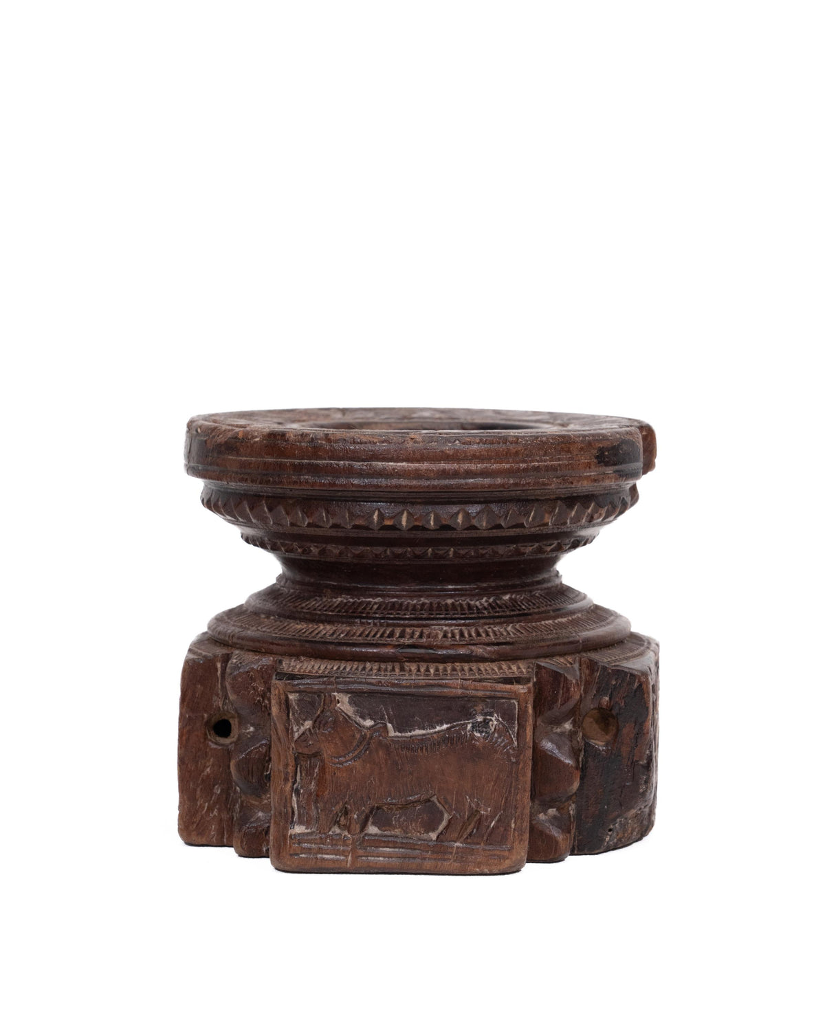 WOODEN SEEDER CANDLE STAND originally old seeder | Kanoochoo