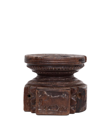 WOODEN SEEDER CANDLE STAND originally old seeder | Kanoochoo