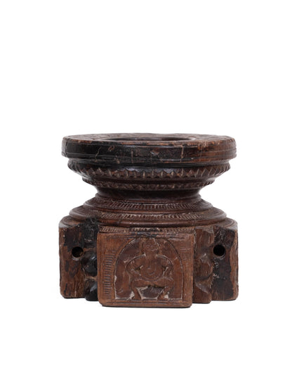WOODEN SEEDER CANDLE STAND originally old seeder | Kanoochoo