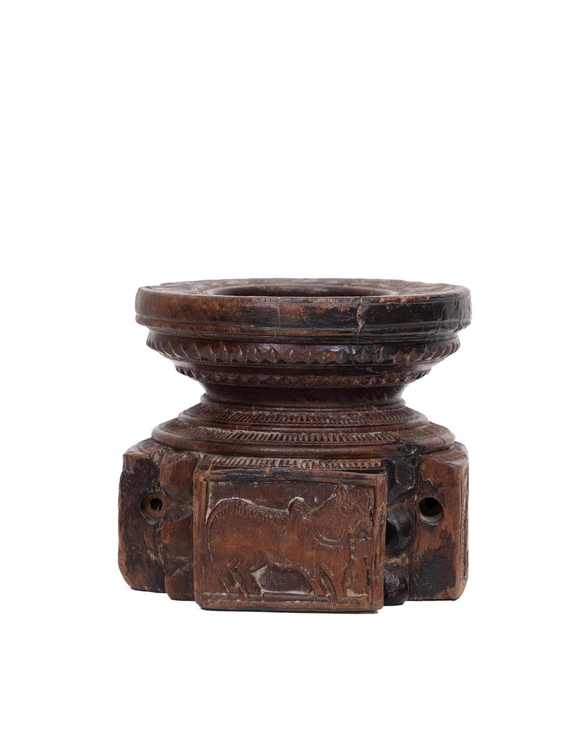 WOODEN SEEDER CANDLE STAND originally old seeder | Kanoochoo
