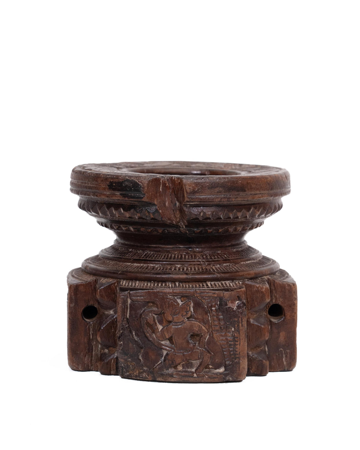 WOODEN SEEDER CANDLE STAND originally old seeder | Kanoochoo