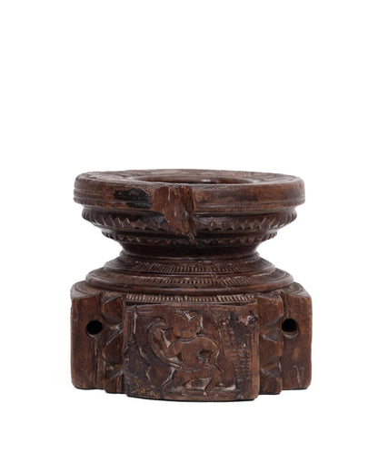 WOODEN SEEDER CANDLE STAND originally old seeder | Kanoochoo