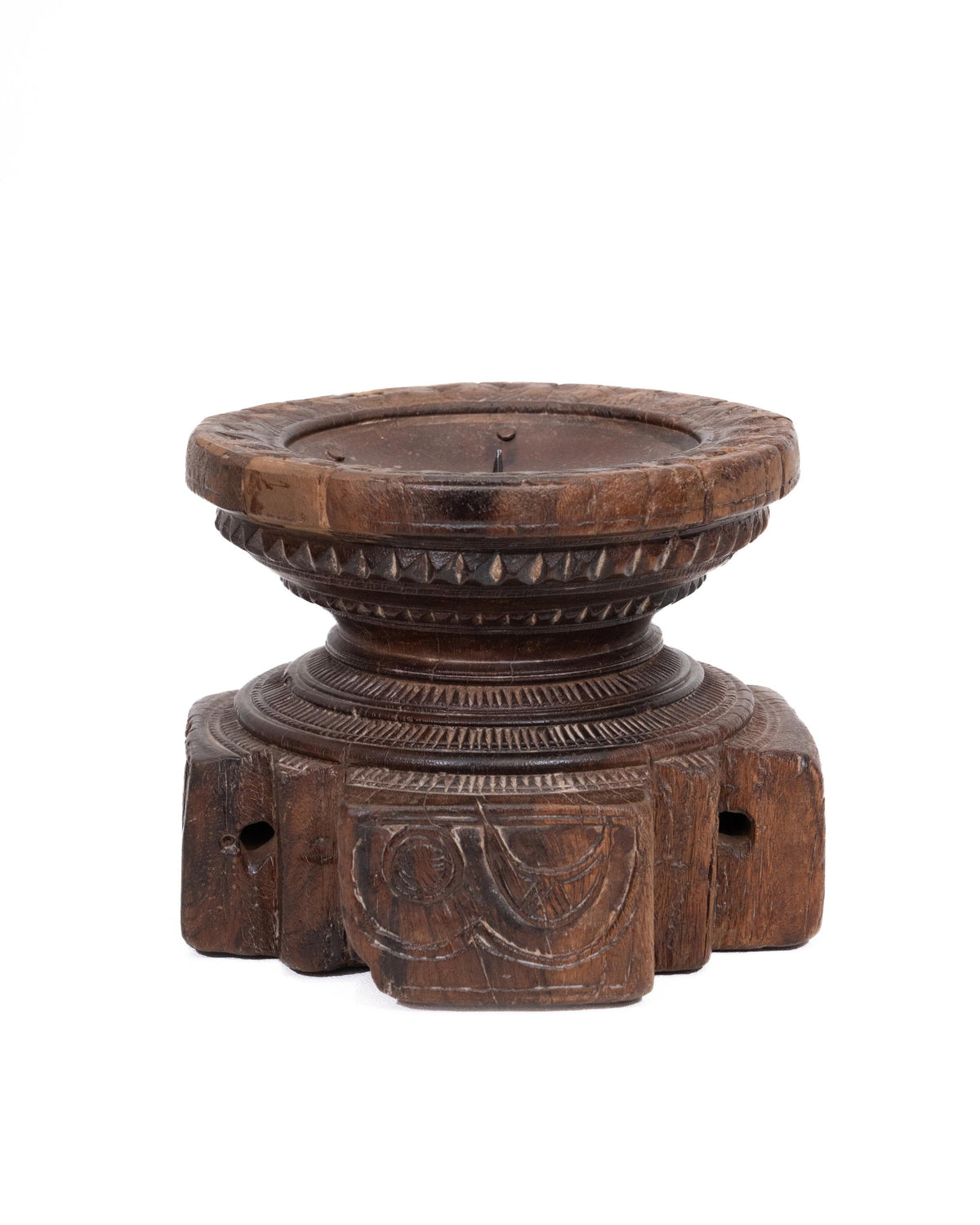 WOODEN SEEDER CANDLE STAND originally old seeder | Kanoochoo