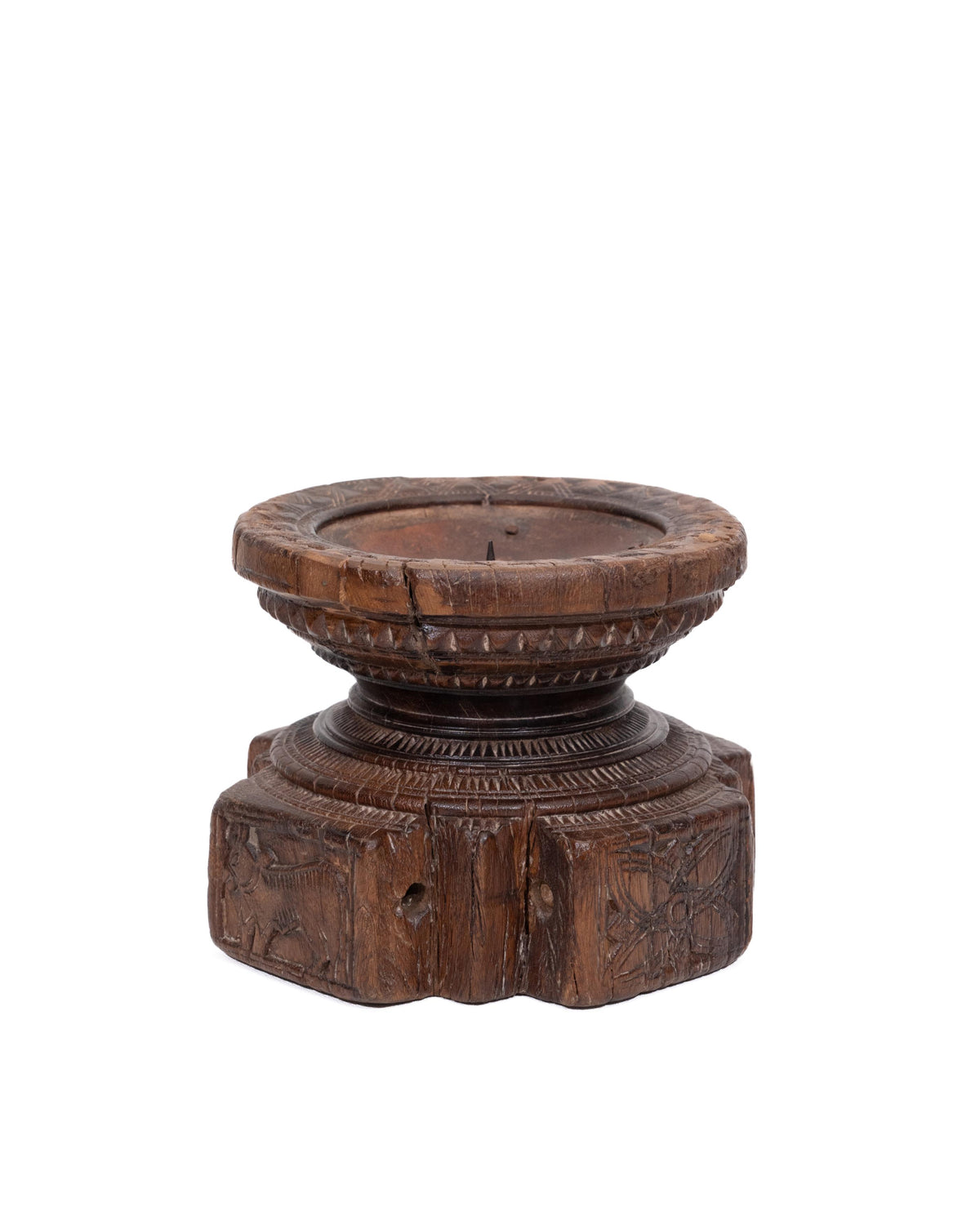 WOODEN SEEDER CANDLE STAND originally old seeder | Kanoochoo