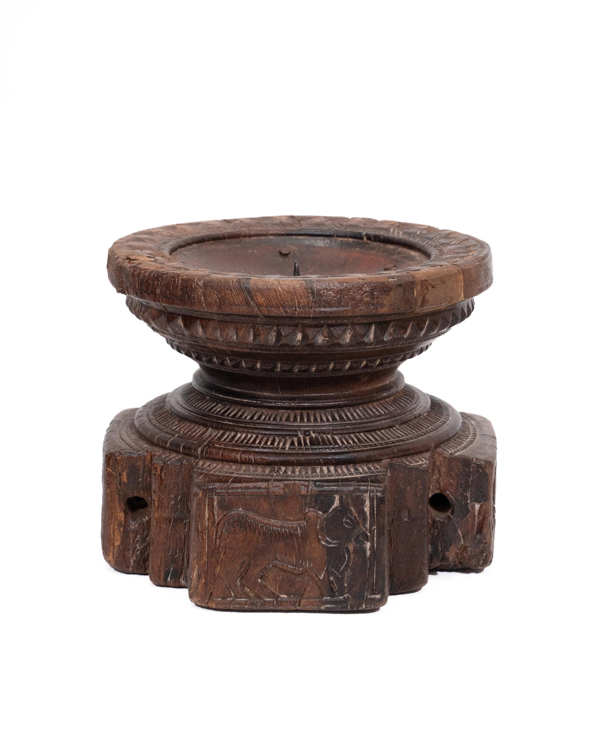 WOODEN SEEDER CANDLE STAND originally old seeder | Kanoochoo
