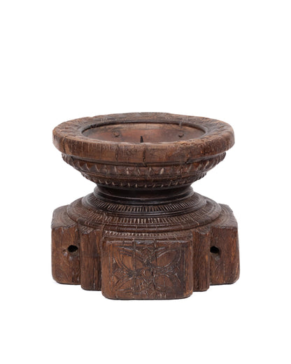 WOODEN SEEDER CANDLE STAND originally old seeder | Kanoochoo