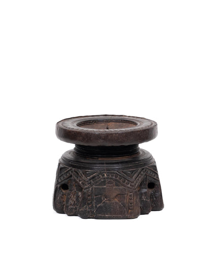 WOODEN SEEDER CANDLE STAND originally old seeder | Kanoochoo