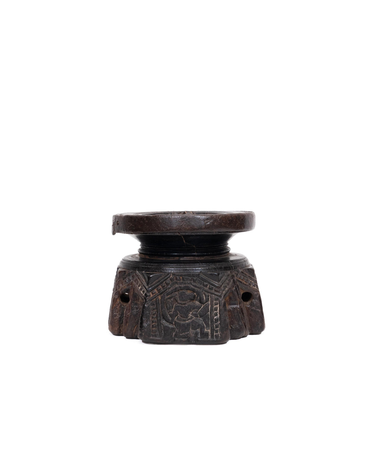 WOODEN SEEDER CANDLE STAND originally old seeder | Kanoochoo