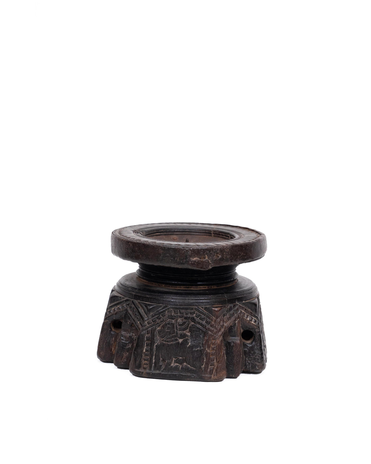 WOODEN SEEDER CANDLE STAND originally old seeder | Kanoochoo