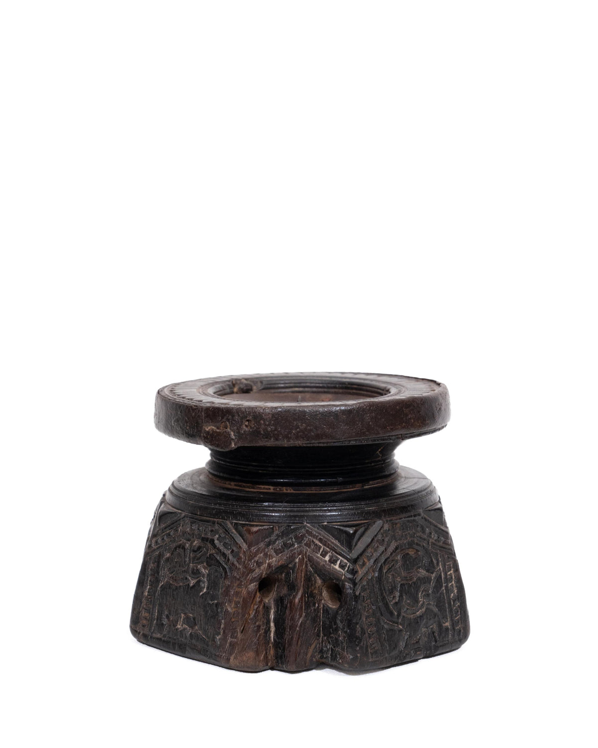 WOODEN SEEDER CANDLE STAND originally old seeder | Kanoochoo