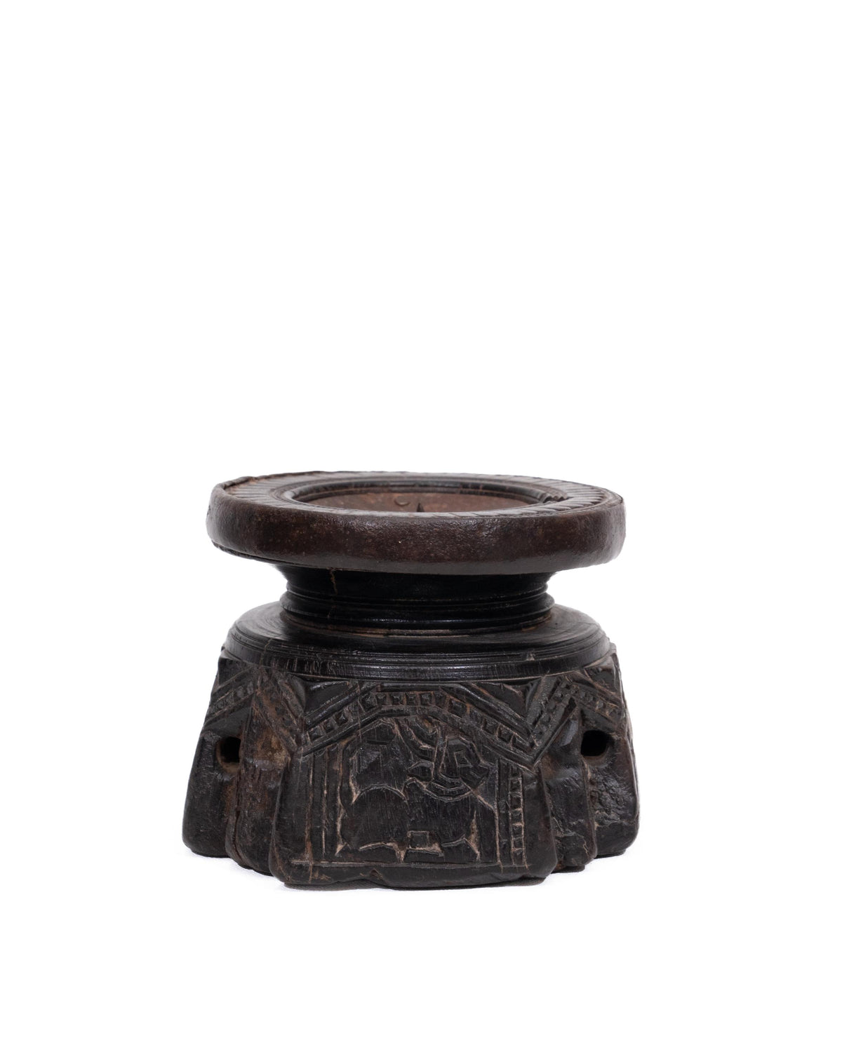 WOODEN SEEDER CANDLE STAND originally old seeder | Kanoochoo