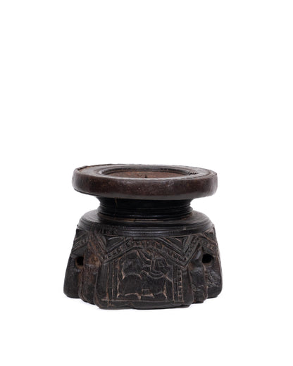 WOODEN SEEDER CANDLE STAND originally old seeder | Kanoochoo
