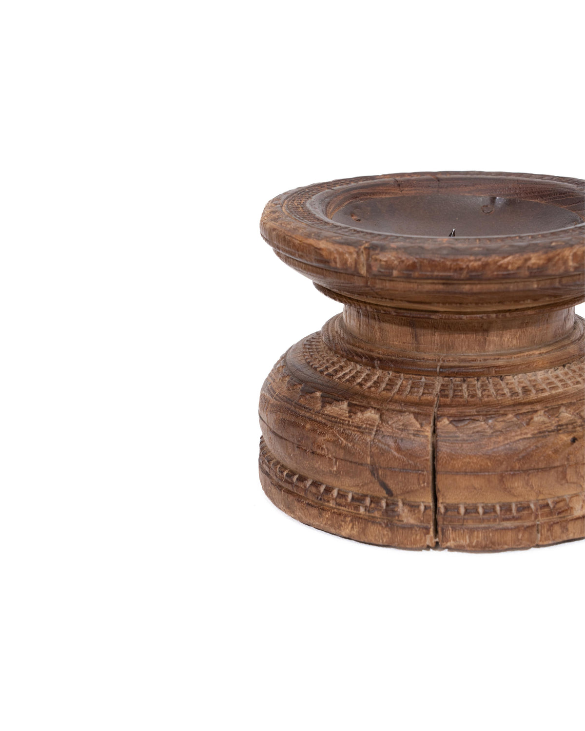WOODEN SEEDER CANDLE STAND originally old seeder | Kanoochoo