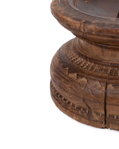 WOODEN SEEDER CANDLE STAND originally old seeder | Kanoochoo