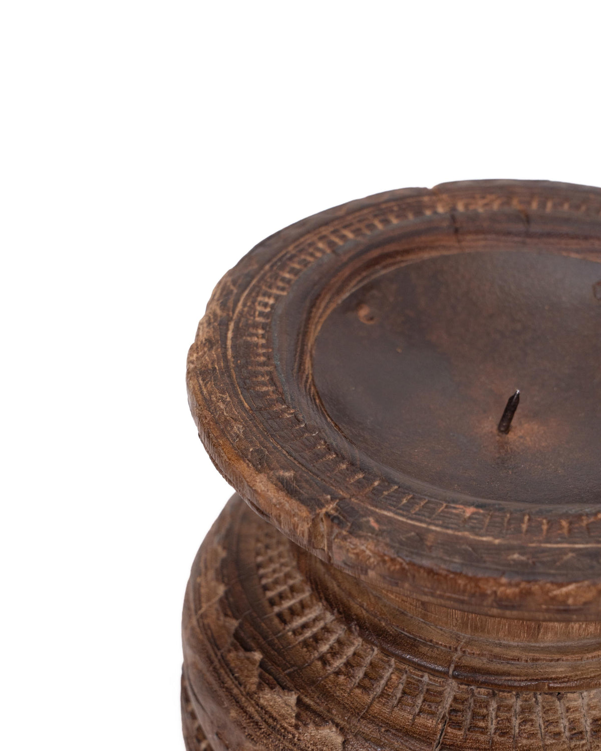 WOODEN SEEDER CANDLE STAND originally old seeder | Kanoochoo