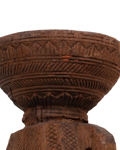 WOODEN SEEDER CANDLE STAND originally old seeder | Kanoochoo