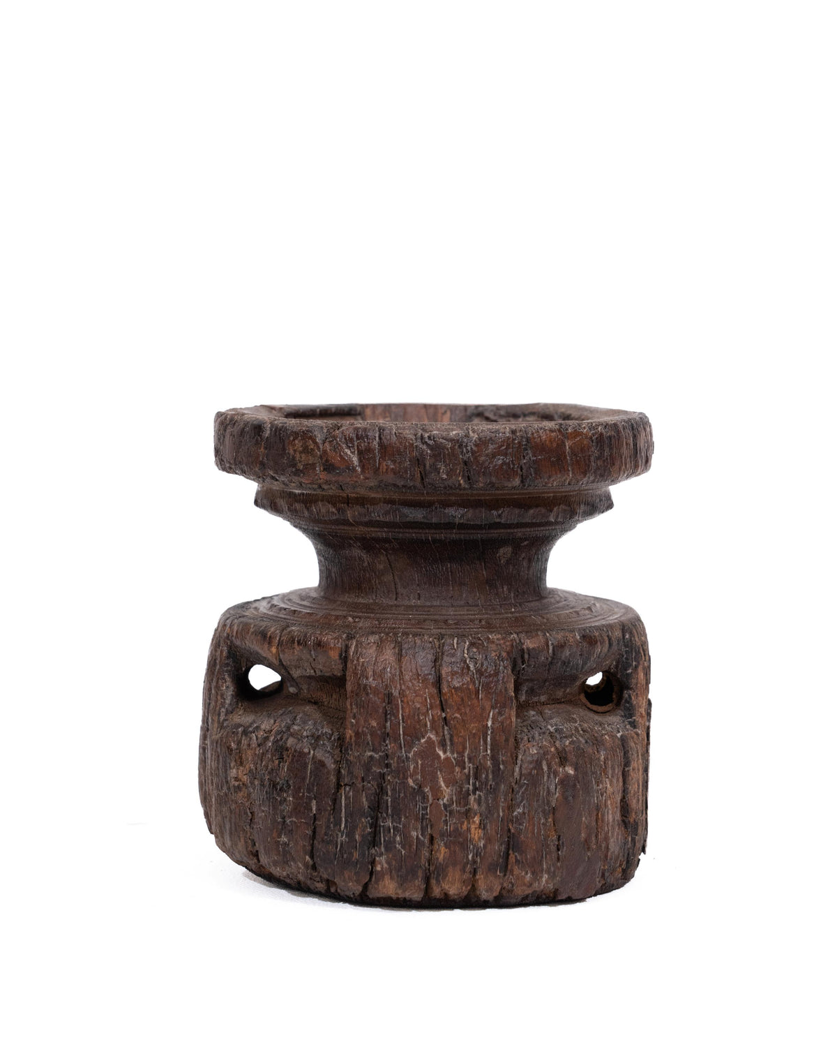 WOODEN SEEDER CANDLE STAND originally old seeder | Kanoochoo