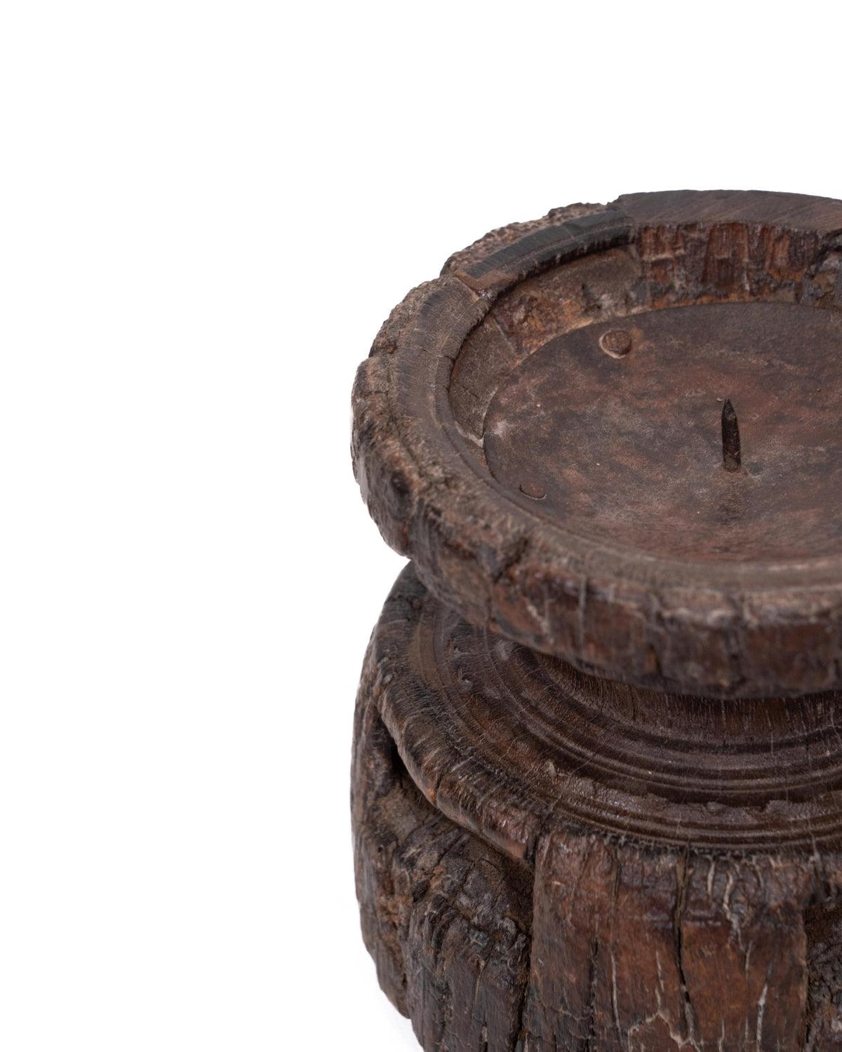 WOODEN SEEDER CANDLE STAND originally old seeder | Kanoochoo