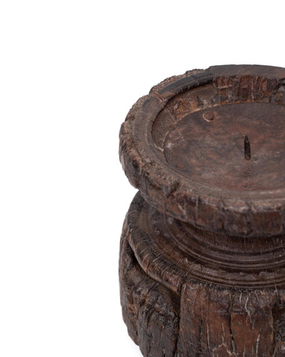 WOODEN SEEDER CANDLE STAND originally old seeder | Kanoochoo