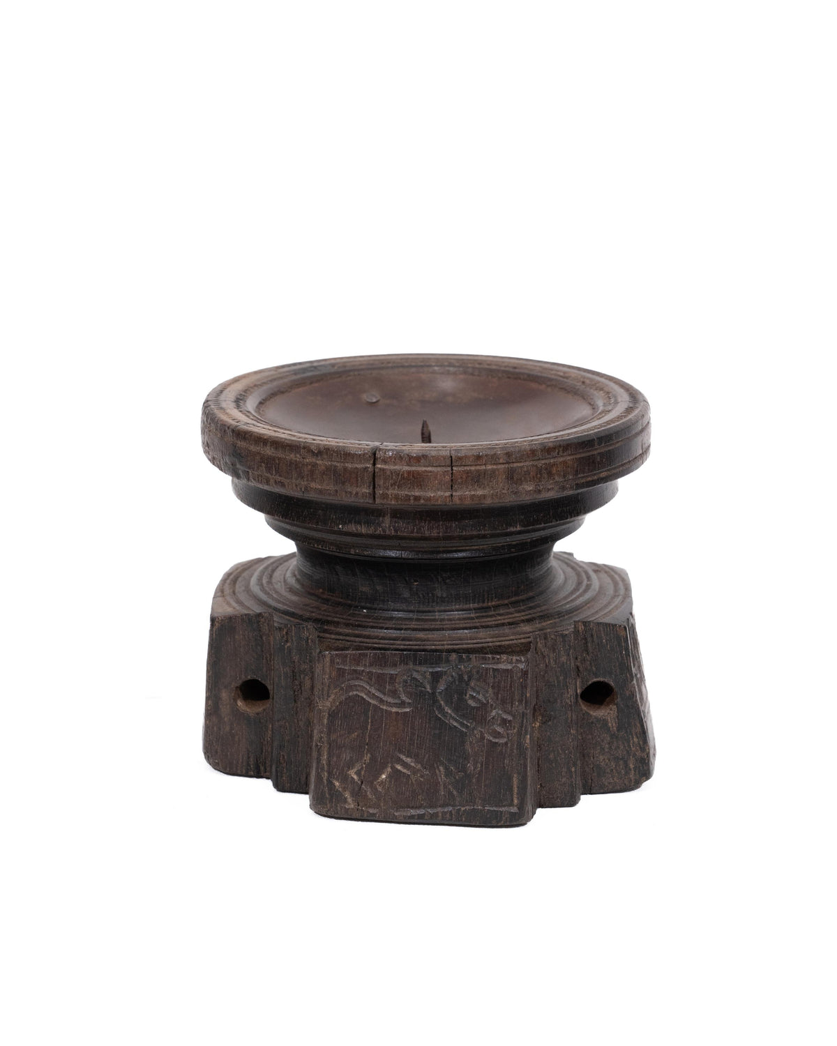 WOODEN SEEDER CANDLE STAND originally old seeder | Kanoochoo