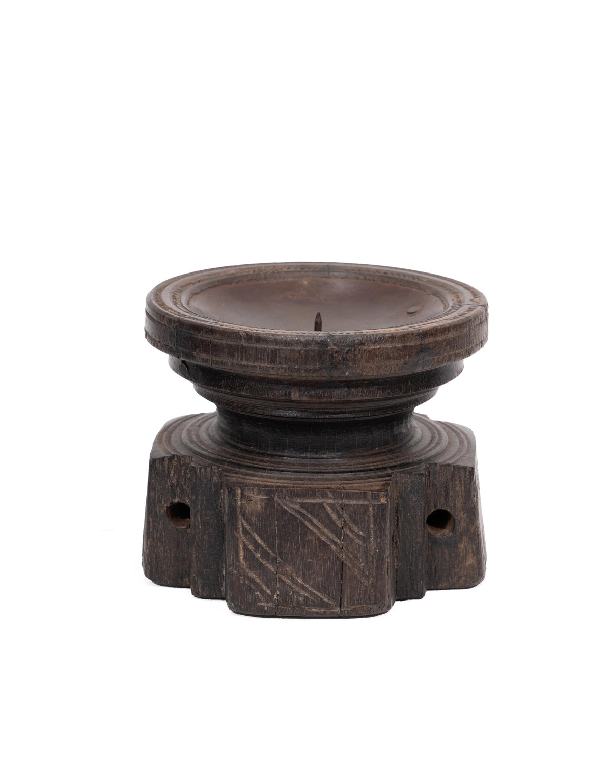 WOODEN SEEDER CANDLE STAND originally old seeder | Kanoochoo