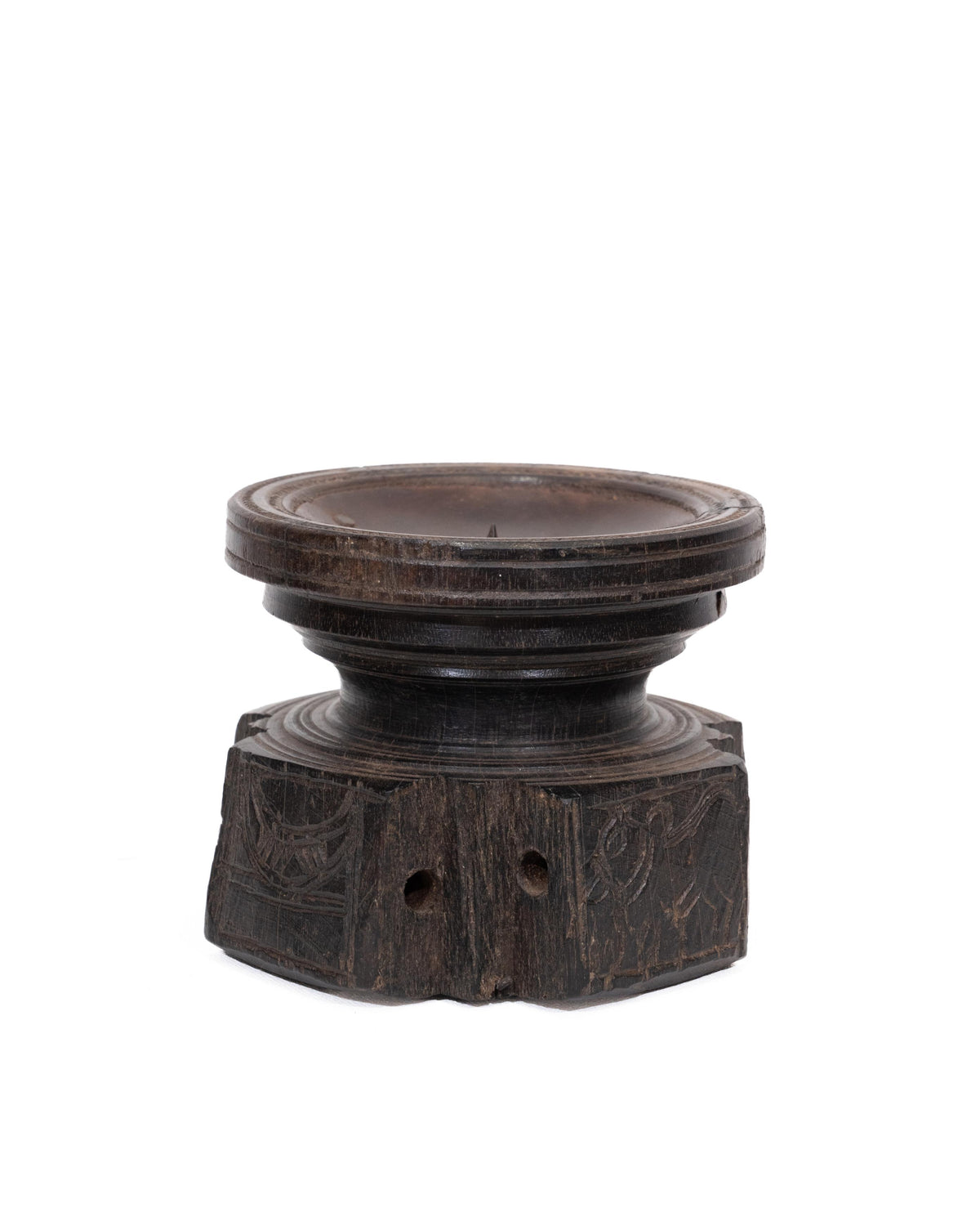 WOODEN SEEDER CANDLE STAND originally old seeder | Kanoochoo