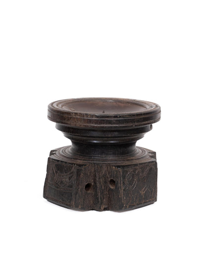 WOODEN SEEDER CANDLE STAND originally old seeder | Kanoochoo