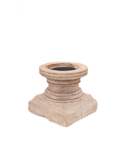 WOODEN SEEDER CANDLE STAND originally old seeder, bleach finish | Kanoochoo