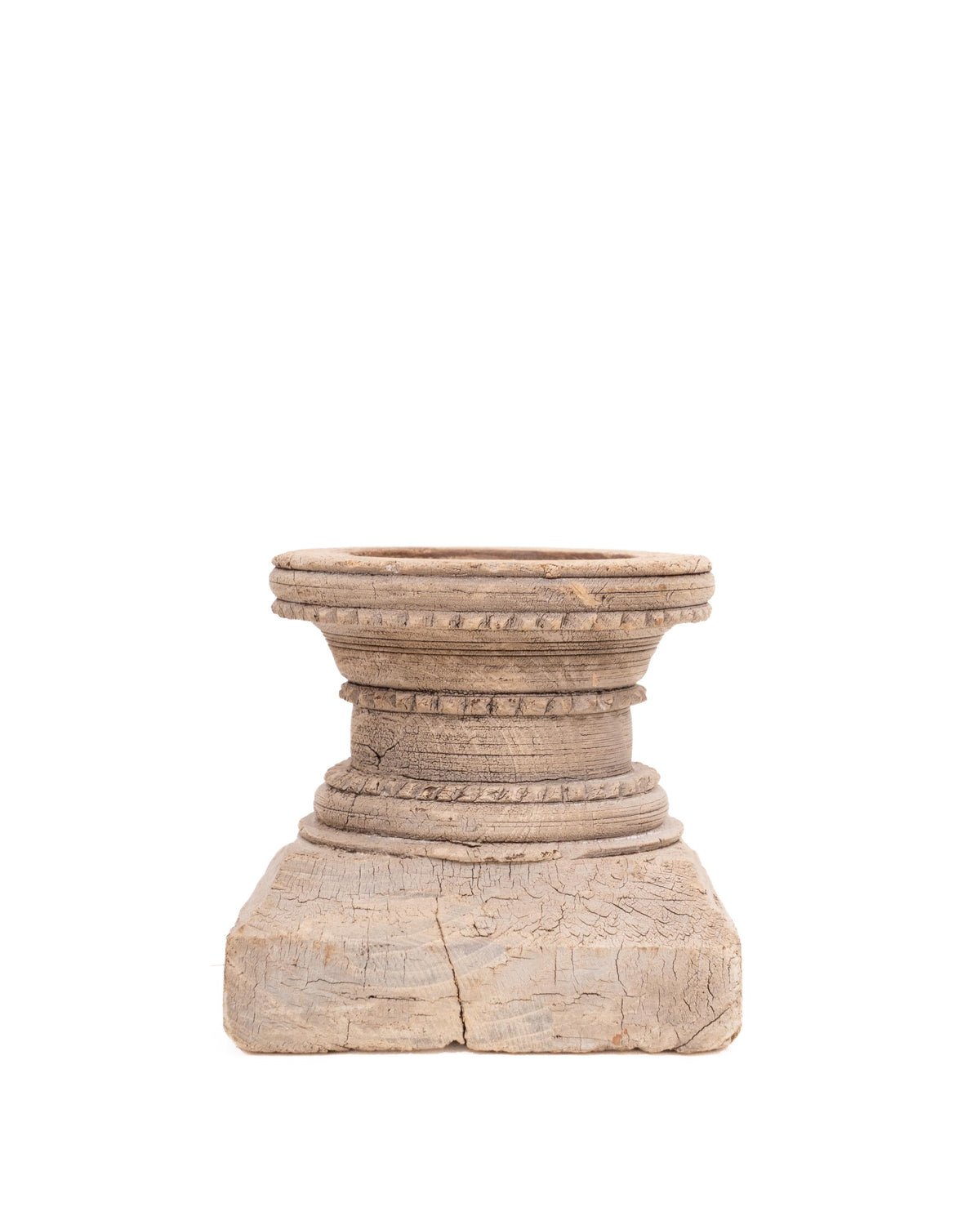WOODEN SEEDER CANDLE STAND originally old seeder, bleach finish | Kanoochoo