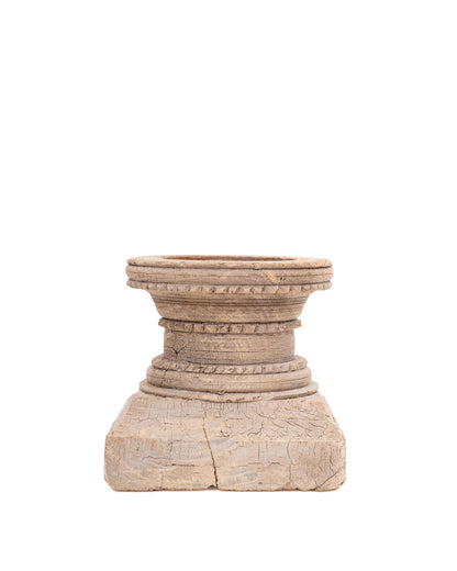 WOODEN SEEDER CANDLE STAND originally old seeder, bleach finish | Kanoochoo