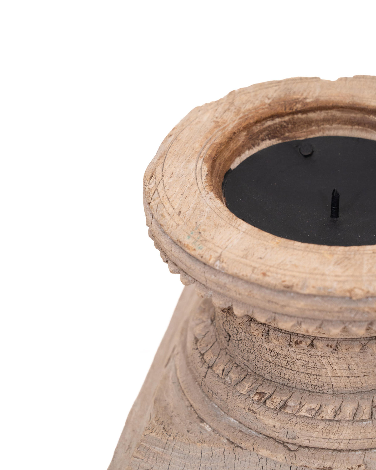 WOODEN SEEDER CANDLE STAND originally old seeder, bleach finish | Kanoochoo