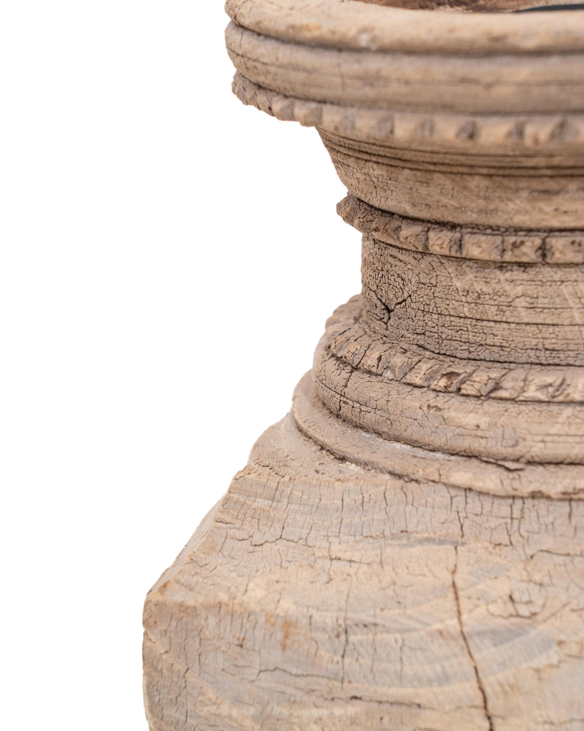 WOODEN SEEDER CANDLE STAND originally old seeder, bleach finish | Kanoochoo