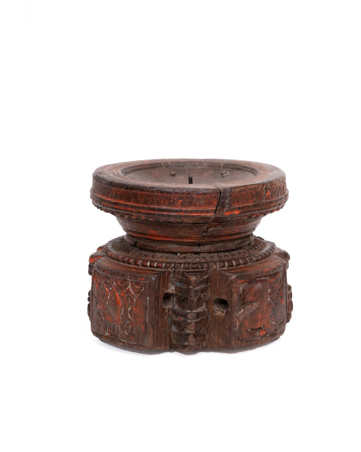 WOODEN SEEDER CANDLE STAND originally old seeder | Kanoochoo