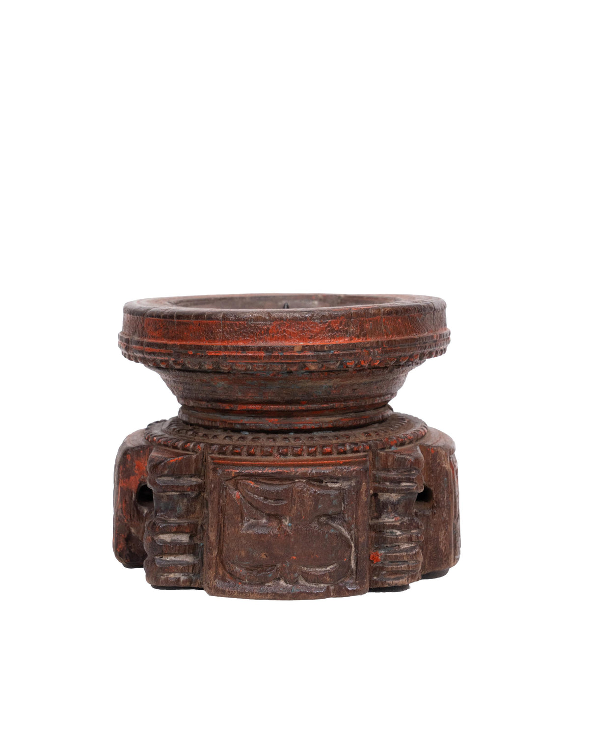 WOODEN SEEDER CANDLE STAND originally old seeder | Kanoochoo