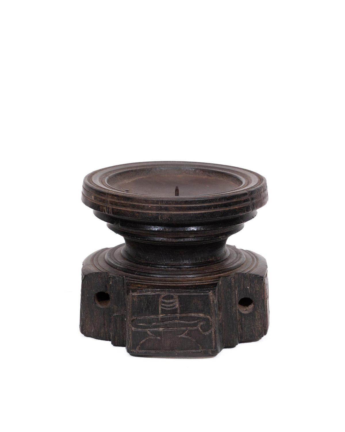 WOODEN SEEDER CANDLE STAND originally old seeder | Kanoochoo